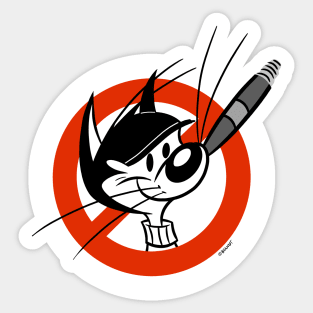 No Smoking Cat Sign Retro 30s Cartoon Rubber Hose Style Sticker